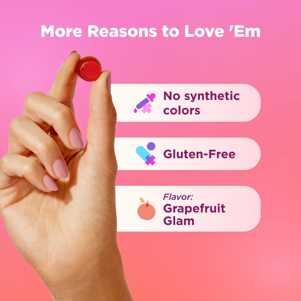 OLLY Undeniable Beauty Hair, Skin & Nails Gummies - Grapefruit Glam - 60ct