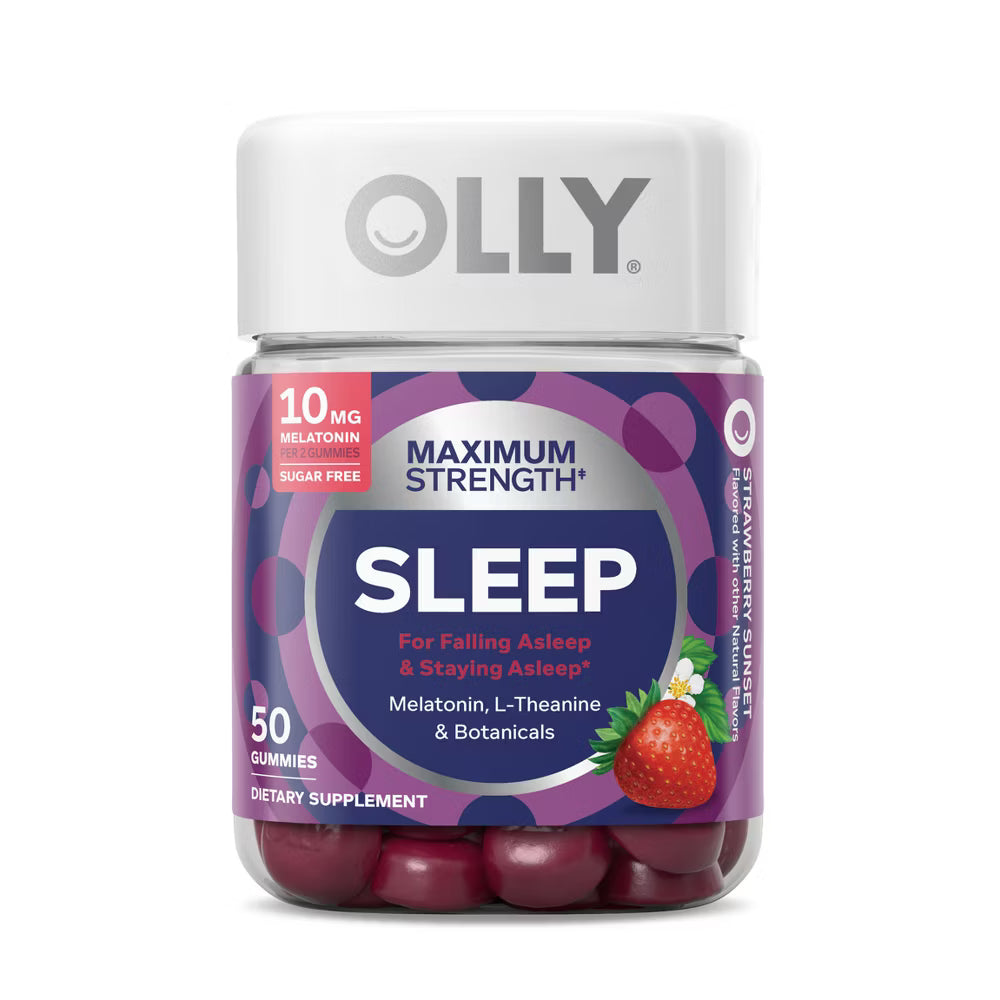 OLLY Maximum Sleep 10mg Melatonin Gummies - Strawberry - 50ct