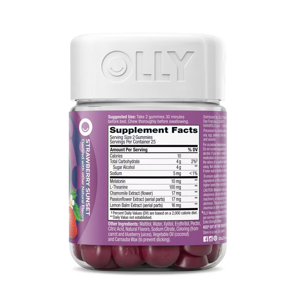OLLY Maximum Sleep 10mg Melatonin Gummies - Strawberry - 50ct