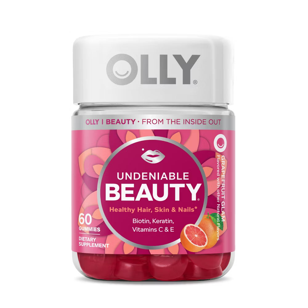OLLY Undeniable Beauty Hair, Skin & Nails Gummies - Grapefruit Glam - 60ct