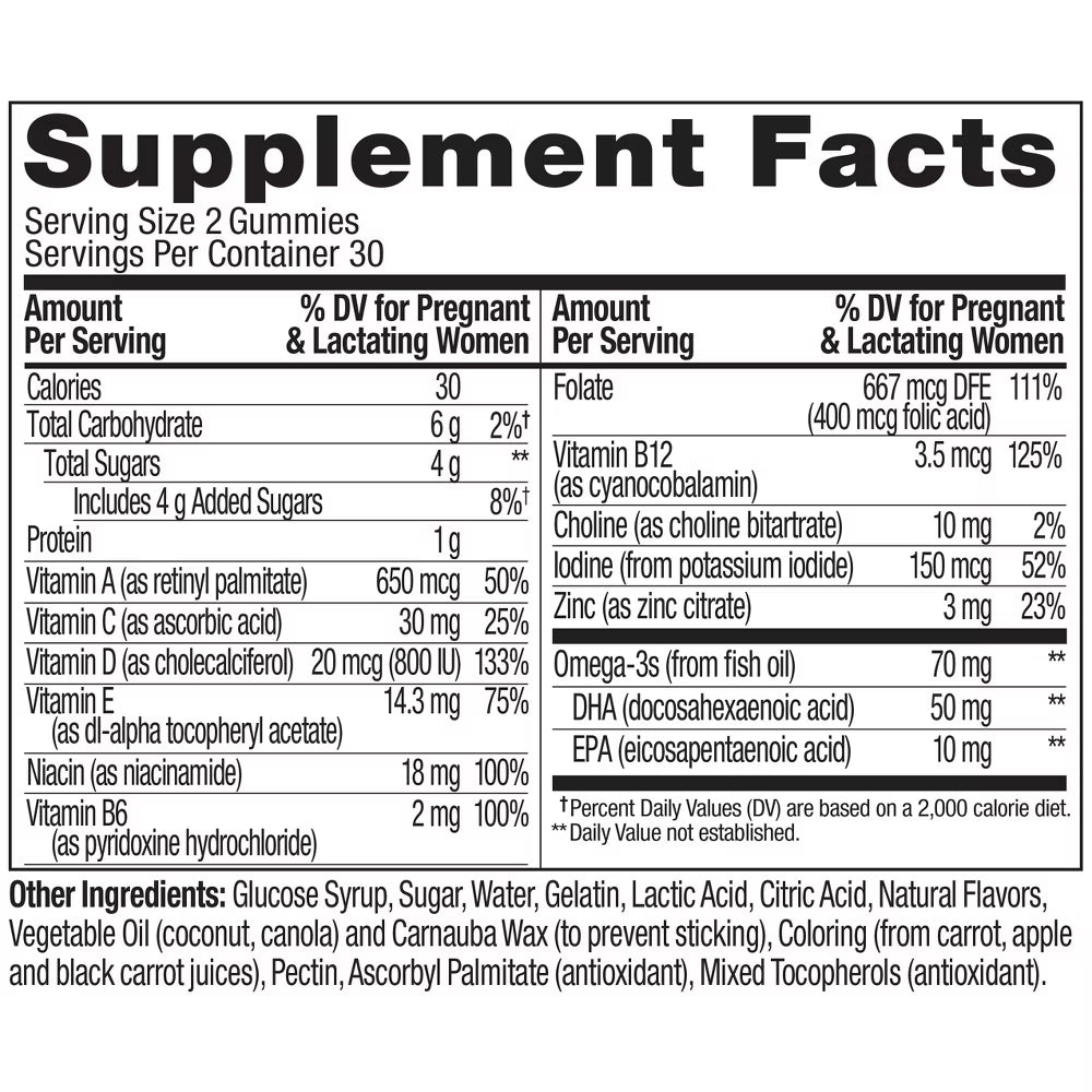 OLLY Essential Prenatal Multivitamin Gummies - Sweet Citrus - 60ct