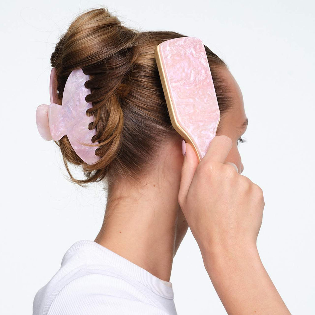 Mini Boar Bristle Smoothing Hair Brush in Pink Sugar-Emi Jay