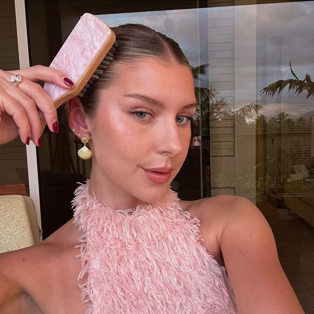 Mini Boar Bristle Smoothing Hair Brush in Pink Sugar-Emi Jay