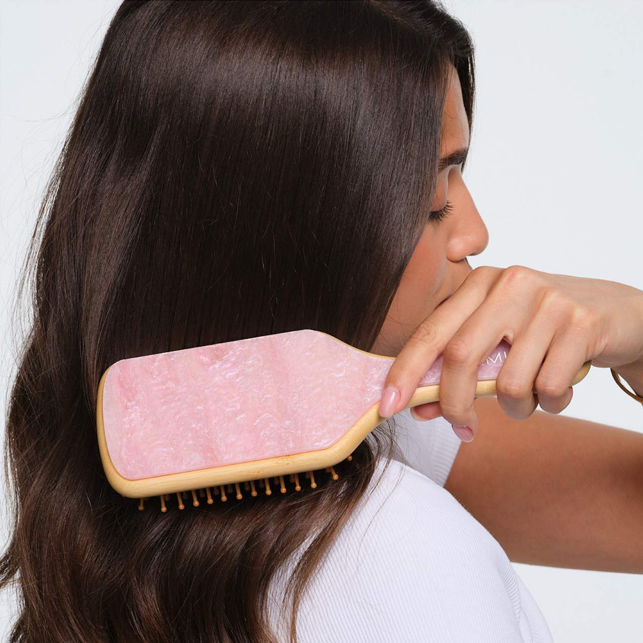 Bamboo Paddle Hair Brush in Pink Sugar-Emi Jay