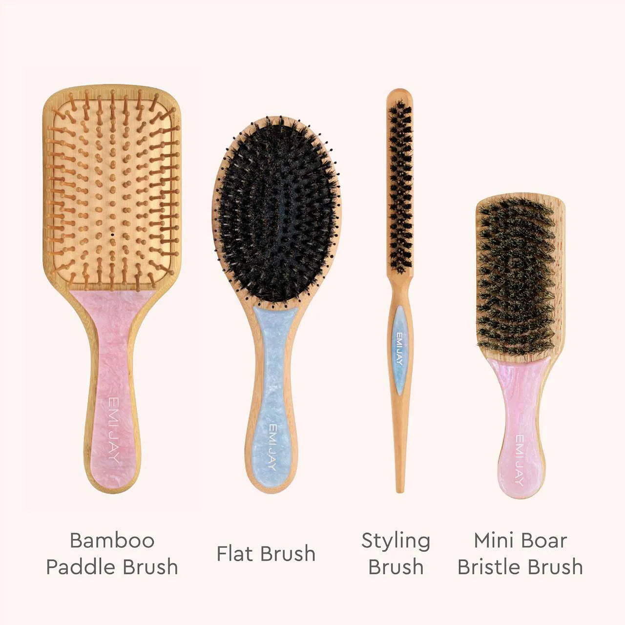 Mini Boar Bristle Smoothing Hair Brush in Pink Sugar-Emi Jay